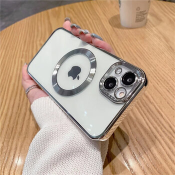 Apple 13 promax mobile phone case electroplated brushed magnetic case iphone 12 lens all-inclusive protective cover 14 anti-fall 13 transparent case 11