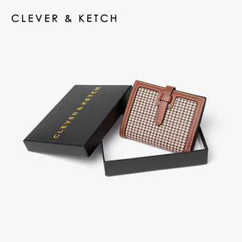 Clever & ketch wallet women's summer short style 2023 new trendy fashion niche design large capacity folding multi-card slot coin clip brown