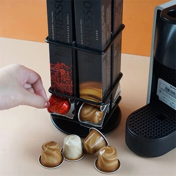40 capsules suitable for nespresso nespresso coffee capsule holder rotating metal storage rack single storage black 4-column rotatable rack
