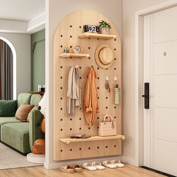 Xushansi solid wood hole board hanging board storage rack wall storage rack wall custom entrance wall storage after entering the door supports customization