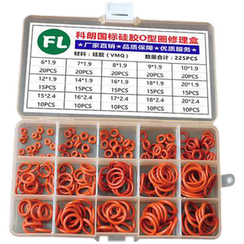 Xmsj cricket encyclopedia of constant pressure valve accessories sealing ring gasket o-ring oil-resistant and temperature-resistant o-ring waterproof fluorine rubber red silicone repair box set 225 pieces