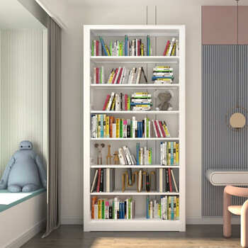 Yuzheng home bookshelf 2.4m seven-layer home library bookshelf floor-standing multi-layer steel student baby book shelf pearl white 7-layer single side 2.4m high 1.2m main shelf