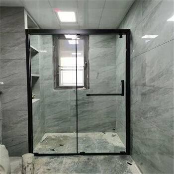 Tonghongqiu customized stainless steel shower room dry and wet separation partition straight-line bathroom bathroom shower room tempered glass door matte black (the glass can be changed by contacting customer service)