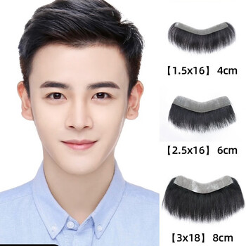 Yuchen hairline wig patch men's biological scalp natural forehead light and thin real hair replacement piece bangs m-shaped wig piece blank hair 1.2*16 hair length 13cm bionic biomembrane
