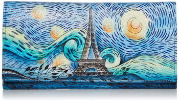 Anna by anuschka panda-themed hand-painted cowhide wallet, women's multi-card slot folding model, parisian style, love in paris, one size fits all