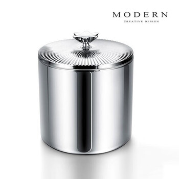 Modern delicate lifel modern light luxury double-layer ice bucket ice cube storage bucket stainless steel commercial creative champagne bucket red wine chilled double-layer ice bucket (without clip)