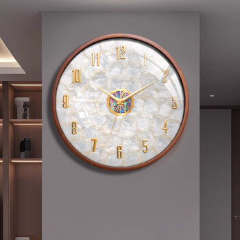 Copper master 2025 new walnut solid wood wall clock light luxury high-end atmospheric wall clock living room restaurant home quartz clock 40cm-full digital shell plate-silent movement