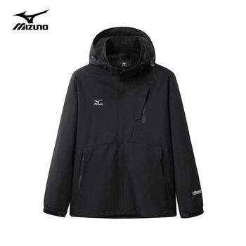 Mizuno outdoor casual jacket men's windproof and waterproof couple hooded woven jacket black xl