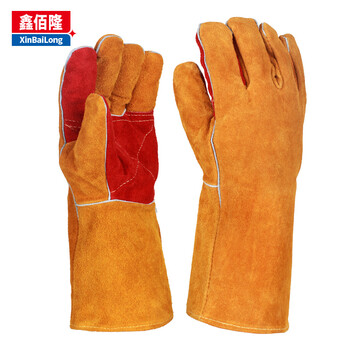 Xinbailong welding gloves, extended cowhide welder double layer thickened labor protection gloves 1 pair bl-s15