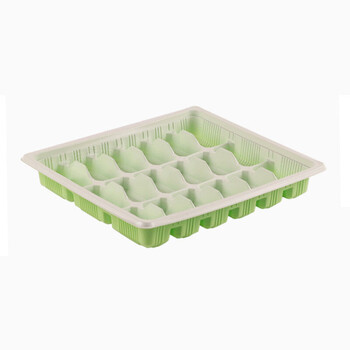 Mrs. zhuang 18-grid green and white disposable dumpling boxes, take-out lunch boxes with lids, 100 sets ztt-9293b