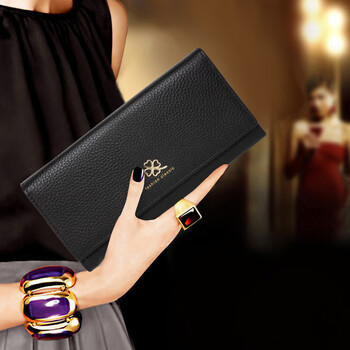 Sephoron soft cowhide three-fold ultra-thin large-capacity wallet 2026 fashionable new genuine leather multi-card slots for mobile phones and large banknotes wallet black dc5a561405