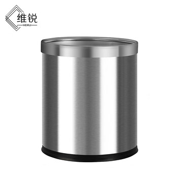 Weirui stainless steel trash can pressure ring 12l round thickened and durable office commercial wr-100