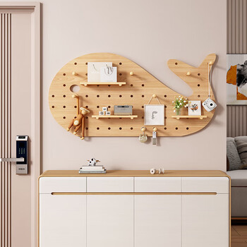 Julihui hole board storage rack punched storage entrance wall decorative rack wall cute shape wall wooden hanging board whale complete set of combination green 60x120cm