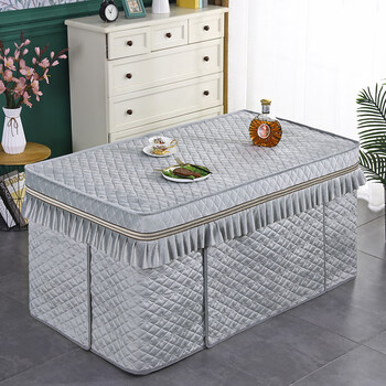 Winter thickened velvet electric stove cover, tablecloth cover, quilt cover, new rectangular electric oven cover, heating coffee table cover, thickened double-sided velvet space gray (full edge version), length 138, width 80, height 60, with leather cover