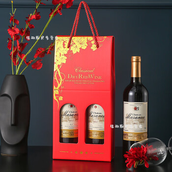Monkey dafu red wine packaging gift box double empty box universal gift bag wine bottle handbag red double grape vine 5 pieces