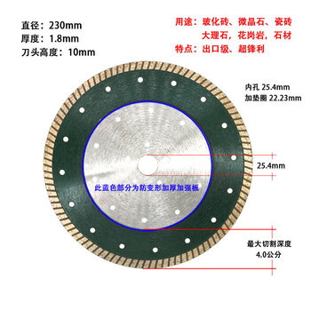 Taishilon diamond saw blade 190/200/230/250/300/350/400 road chip stone concrete cutting blade 230mm corrugated teeth