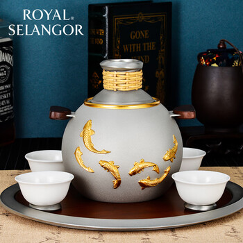 Royal selangor selangor koi wine warmer set handmade tin products craft gifts wine warmer set-koi