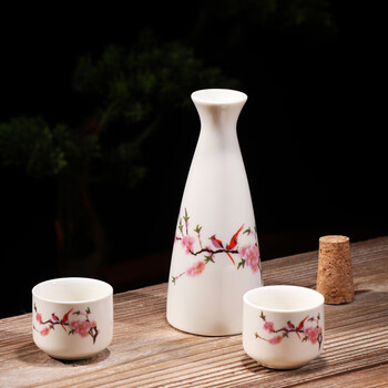 Neixun medium-heat two-liang small wine pot, old-fashioned imitation retro-style wine divider, ceramic household white wine set, traditional warm iron set, round mouth pot/bamboo shadow/2 liang/free wine stopper