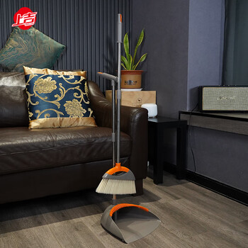 Shangji high-end broom and dustpan set non-stick windproof broom garbage shovel sweeping broom 6401 oblique comb light gray