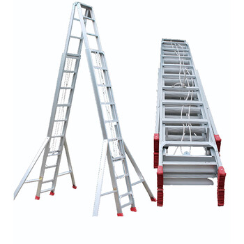 6m, 7m, 8m, 9m telescopic ladder, thickened aluminum alloy herringbone ladder, double-sided lifting telescopic ladder, engineering ladder, double pedal 3.5m to 7m (thickness 4.0 mm