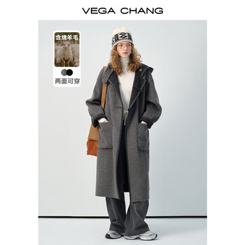 Vega chang mi shi shirt wool wool coat women's winter high-quality double-sided wool coat fashionable gray s (155)