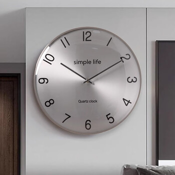 Qutong modern atmospheric wall clock living room simple wall clock home light luxury clock restaurant silent wall clock 2026 new space silver 14 inches