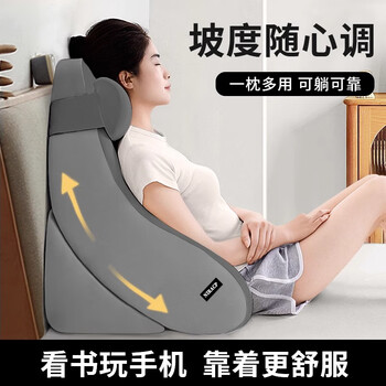 Nila bedside cushion waist support sofa elderly back cushion pillow multifunctional half-lying artifact adjustable bed large backrest enhanced luxury three-piece set double gray color matching
