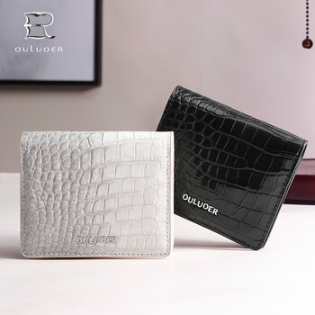 Oral crocodile leather handbag short genuine leather large capacity wallet vertical light luxury leather clip crocodile leather wallet women