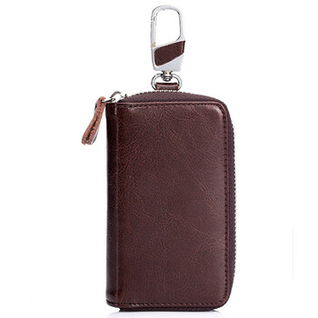 Sharelove cowhide key bag men and women key protective cover genuine leather multi-functional mini compact double row keychain can be hung on the waist