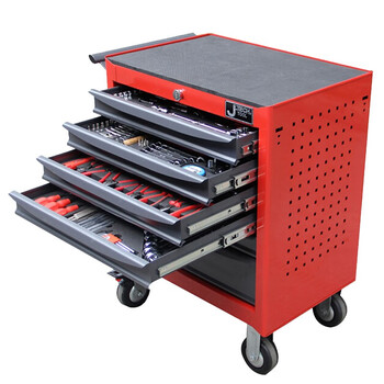 Jetech auto repair tool cart multifunctional maintenance cart drawer hardware tool cabinet push shop mobile parts cart four layers 230 piece set rc-230s complete vehicle package (with tools)