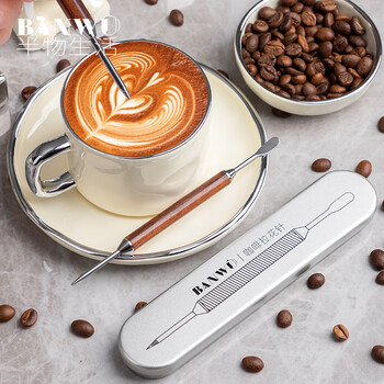 Half-life coffee latte art needle carving needle latte pen wooden handle coffee latte art artifact crochet needle fancy decorating stick crochet needle