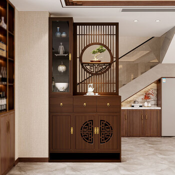 Tengyuanzhai new chinese style solid wood screen partition cabinet living room facing the entrance door to block the home entrance storage shoe cabinet can be customized red walnut width 120*height 220*thickness 35cm