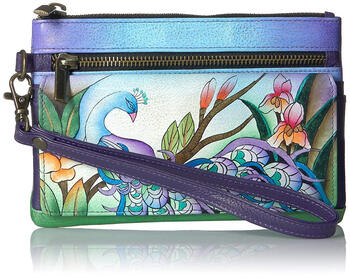 Anna by anuschka hand-painted genuine leather wristband storage wallet malachite green one size