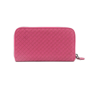 Second-hand 95 new bv long braided rose red wallet 19*10 b8321
