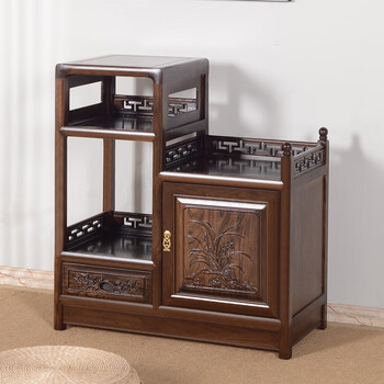 Neijimu new chinese style solid wood tea cabinet living room storage sideboard tea table storage cabinet tea cabinet tea side cabinet tea cabinet high left and low right - walnut color