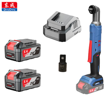 Dongcheng rechargeable brushless angular impact wrench 90-degree right-angle electric wrench angular rechargeable ratchet fast truss dcpb80am-4.0 two batteries and one charge standard