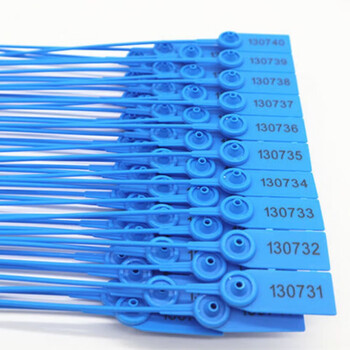 Disposable plastic seal logistics tie truck seal container coal truck seal bundle with lead seal extra long 28 cm blue 100 strip code