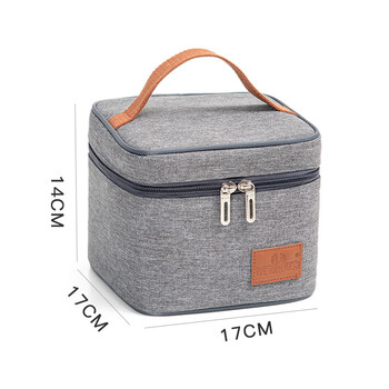 Suitable for small square portable insulated bags for outings, medicine and vaccine refrigerated bags, food breast milk preservation ice packs, customized small square gray insulated bags 17*17*14cm