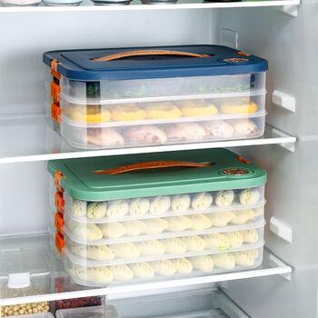 Duochuan frozen dumpling box, dumpling twist, quick-frozen box, refrigerator storage, fresh-keeping, sealed kitchen, off-white single piece, 1ml, 5 layers, 1 cover, nano anti-stick