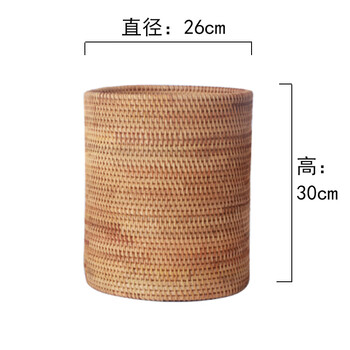 Rattan storage tube trash can storage basket cylindrical liner desktop waste paper barrel light luxury nordic japanese style without lid lj-3 classic large size 26*30