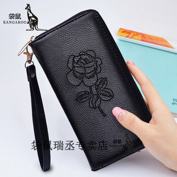 Kangaroo korean version 2024 new hand wallet women's long zipper multi-functional versatile wallet large capacity mobile phone wallet a003%23 black