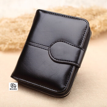 Vqgt short qixi festival women's small coin wallet women's new korean wallet card bag simple and versatile fashionable clutch black can write greeting cards