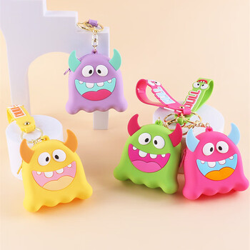Saint xian cartoon creative mini monster coin purse children's storage key bag pendant cute compact backpack pendant little monster a style mint green