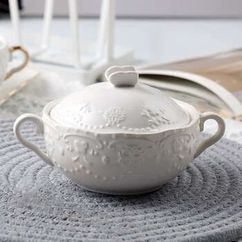 Jiayi chulian ceramic dessert bowl waterproof stew cup bird's nest bowl double-ear soup cup pure white bowl and dishes set household tremella bowl steamed egg bowl pure white butterfly cover bowl