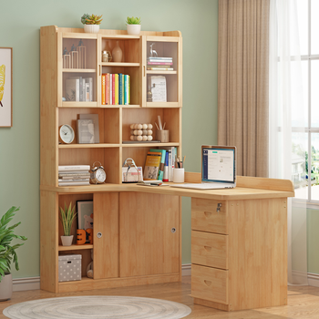Yusong solid wood corner desk bookcase combination bedroom home student writing desk computer desk desktop study desk