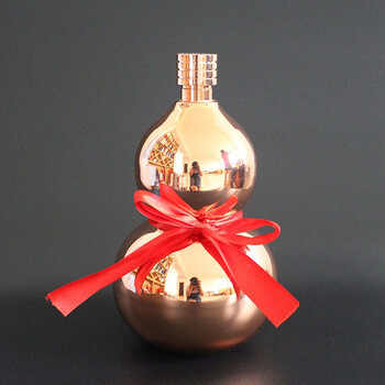 Xundao stainless steel wine gourd wine pot portable outdoor portable kettle wine bottle gourd water cup 2 pounds golden gourd thickened + pot cover