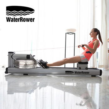 Waterrower imported from the united states, household commercial water resistance rowing machine, aerobic fitness equipment m1 high and low aluminum alloy m1 low silver white standard model