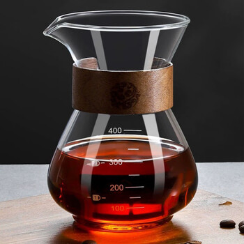 Young craftsman hand brewed coffee pot high borosilicate glass with scale sharing pot swirl texture cold brew american filter cup hanging ear filter coffee sharing pot 400ml