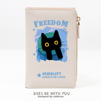 Flo cat swimming little black cat cute cartoon niche design ins trend brand student wallet card holder two-in-one girl long meter swimming ring black cat