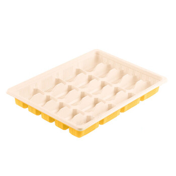 Mrs. zhuang 20 grids yellow and white, 100 sets, disposable dumpling boxes, take-out lunch boxes with lids ztt-9293b